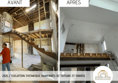 Isolation Thermique des Rampants de toiture Avant/Après